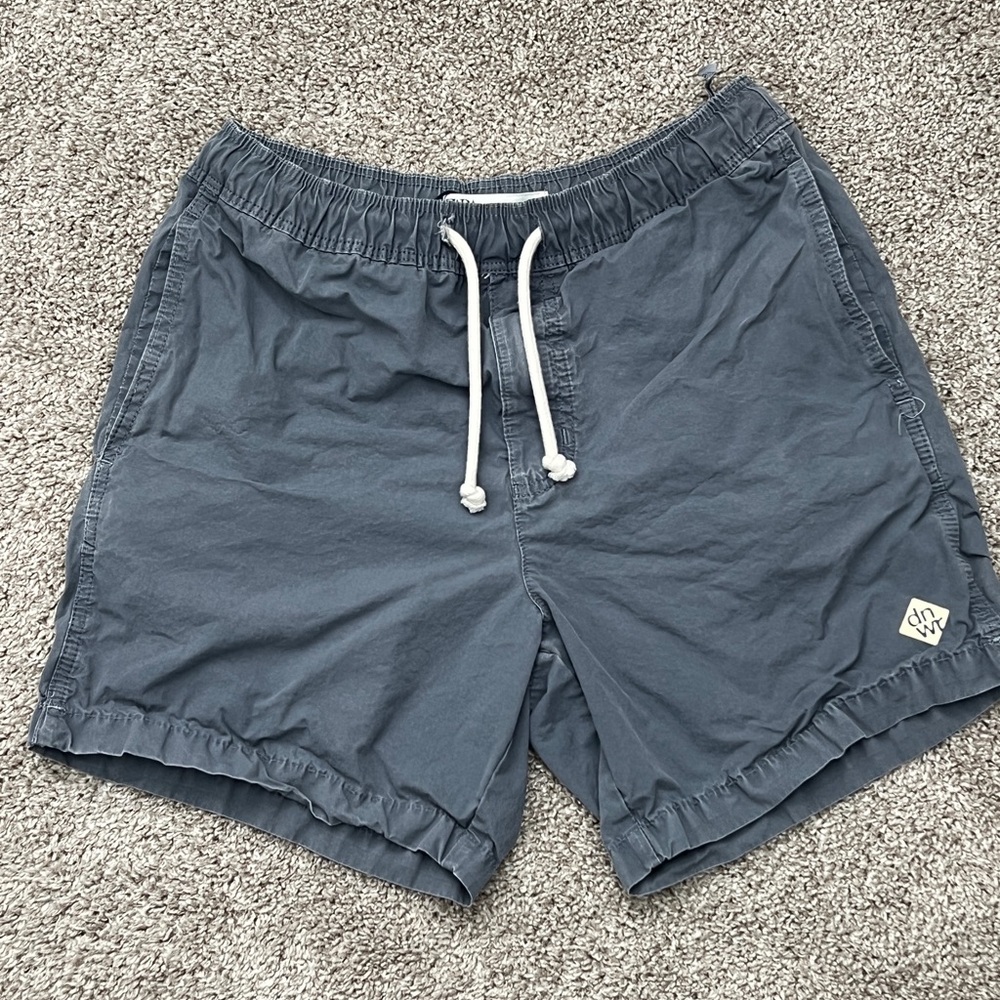 ZARA Drawstring Shorts Mens Small Blue Gray Cotton Elastic Waist Casual Summer